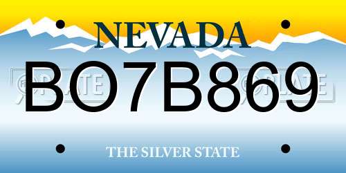 BO7B869 Nevada License Plate
