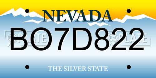 BO7D822 Nevada License Plate