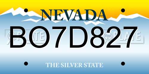 BO7D827 Nevada License Plate