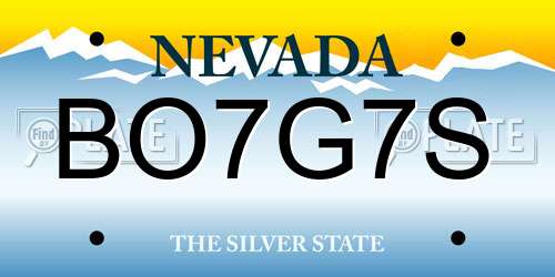 BO7G7S Nevada License Plate