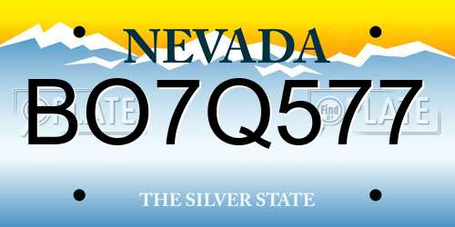 BO7Q577 Nevada License Plate