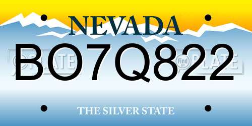 BO7Q822 Nevada License Plate