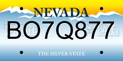 BO7Q877 Nevada License Plate