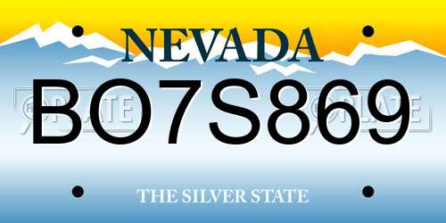 BO7S869 Nevada License Plate