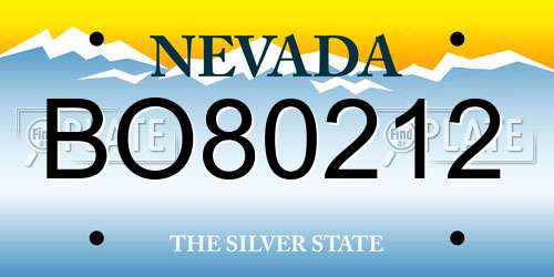 BO80212 Nevada License Plate