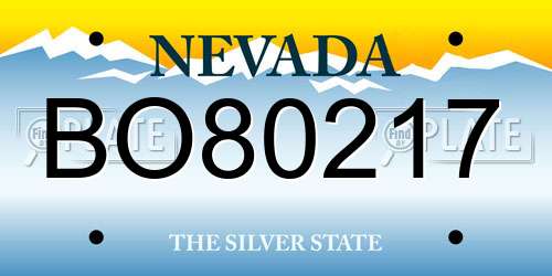 BO80217 Nevada License Plate
