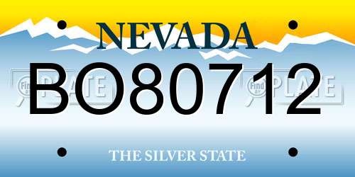 BO80712 Nevada License Plate