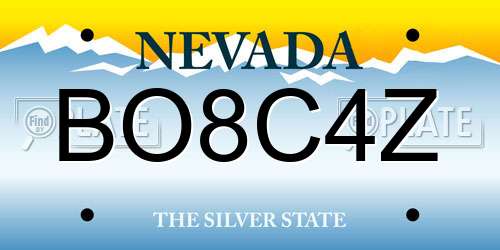 BO8C4Z Nevada License Plate