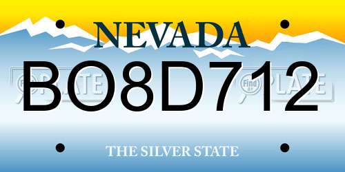 BO8D712 Nevada License Plate
