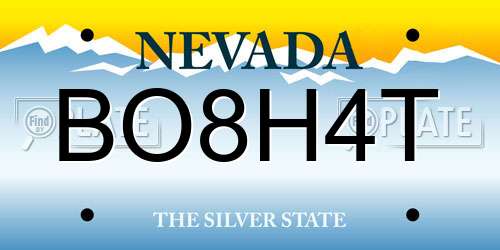 BO8H4T Nevada License Plate