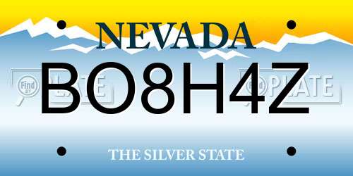 BO8H4Z Nevada License Plate