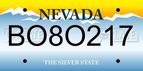 BO8O217 Nevada License Plate