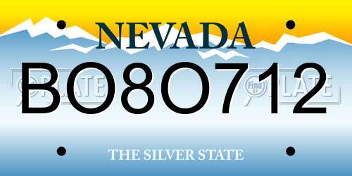BO8O712 Nevada License Plate