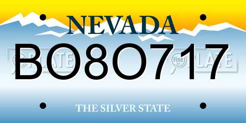 BO8O717 Nevada License Plate
