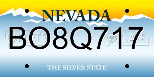 BO8Q717 Nevada License Plate