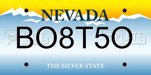 BO8T5O Nevada License Plate