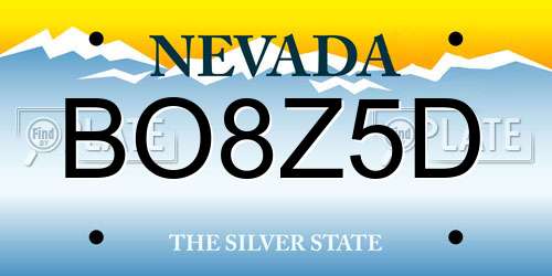 BO8Z5D Nevada License Plate