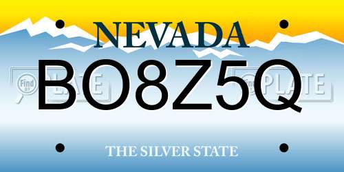 BO8Z5Q Nevada License Plate