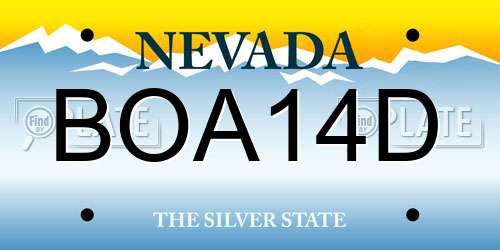 BOA14D Nevada License Plate