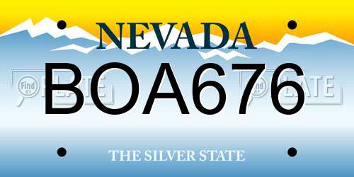 BOA676 Nevada License Plate