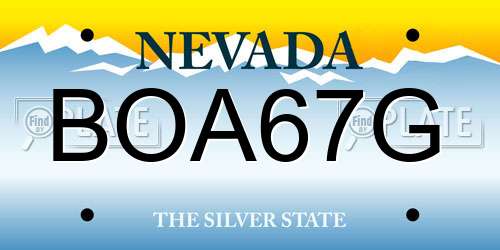 BOA67G Nevada License Plate
