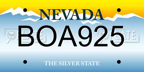BOA925 Nevada License Plate