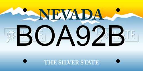 BOA92B Nevada License Plate