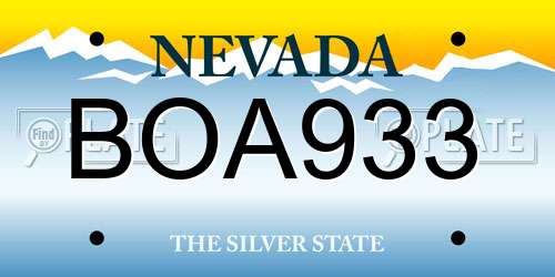 BOA933 Nevada License Plate