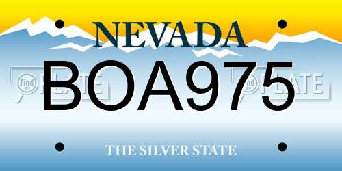 BOA975 Nevada License Plate