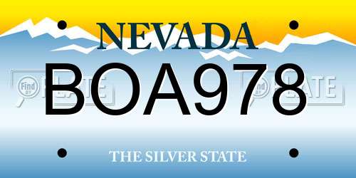 BOA978 Nevada License Plate