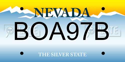 BOA97B Nevada License Plate