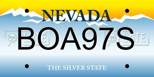 BOA97S Nevada License Plate
