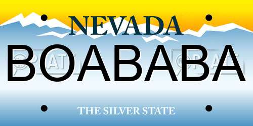 BOABABA Nevada License Plate