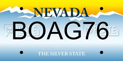 BOAG76 Nevada License Plate