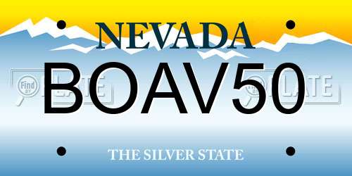 BOAV50 Nevada License Plate