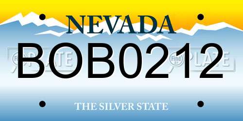 BOB0212 Nevada License Plate