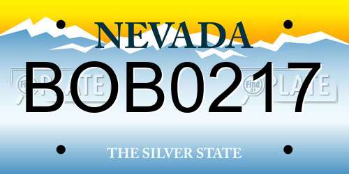 BOB0217 Nevada License Plate