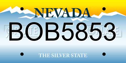 BOB5853 Nevada License Plate