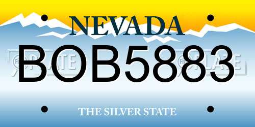 BOB5883 Nevada License Plate