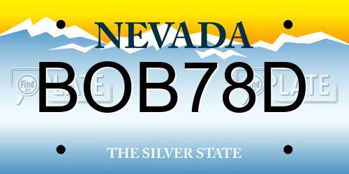 BOB78D Nevada License Plate
