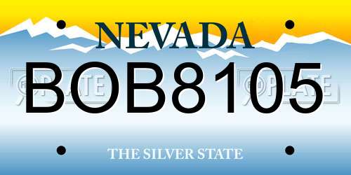 BOB8105 Nevada License Plate