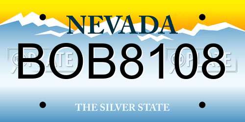 BOB8108 Nevada License Plate