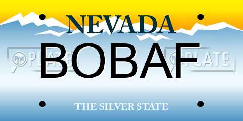 BOBAF Nevada License Plate