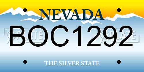 BOC1292 Nevada License Plate