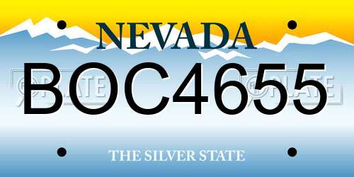 BOC4655 Nevada License Plate
