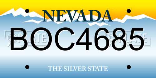 BOC4685 Nevada License Plate