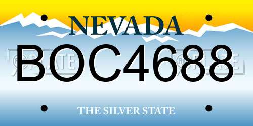 BOC4688 Nevada License Plate