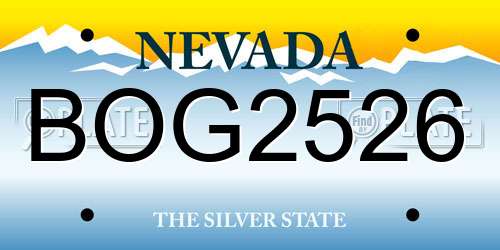 BOG2526 Nevada License Plate