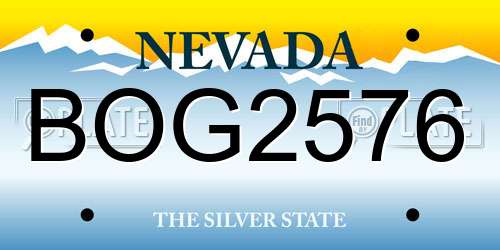 BOG2576 Nevada License Plate