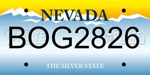 BOG2826 Nevada License Plate